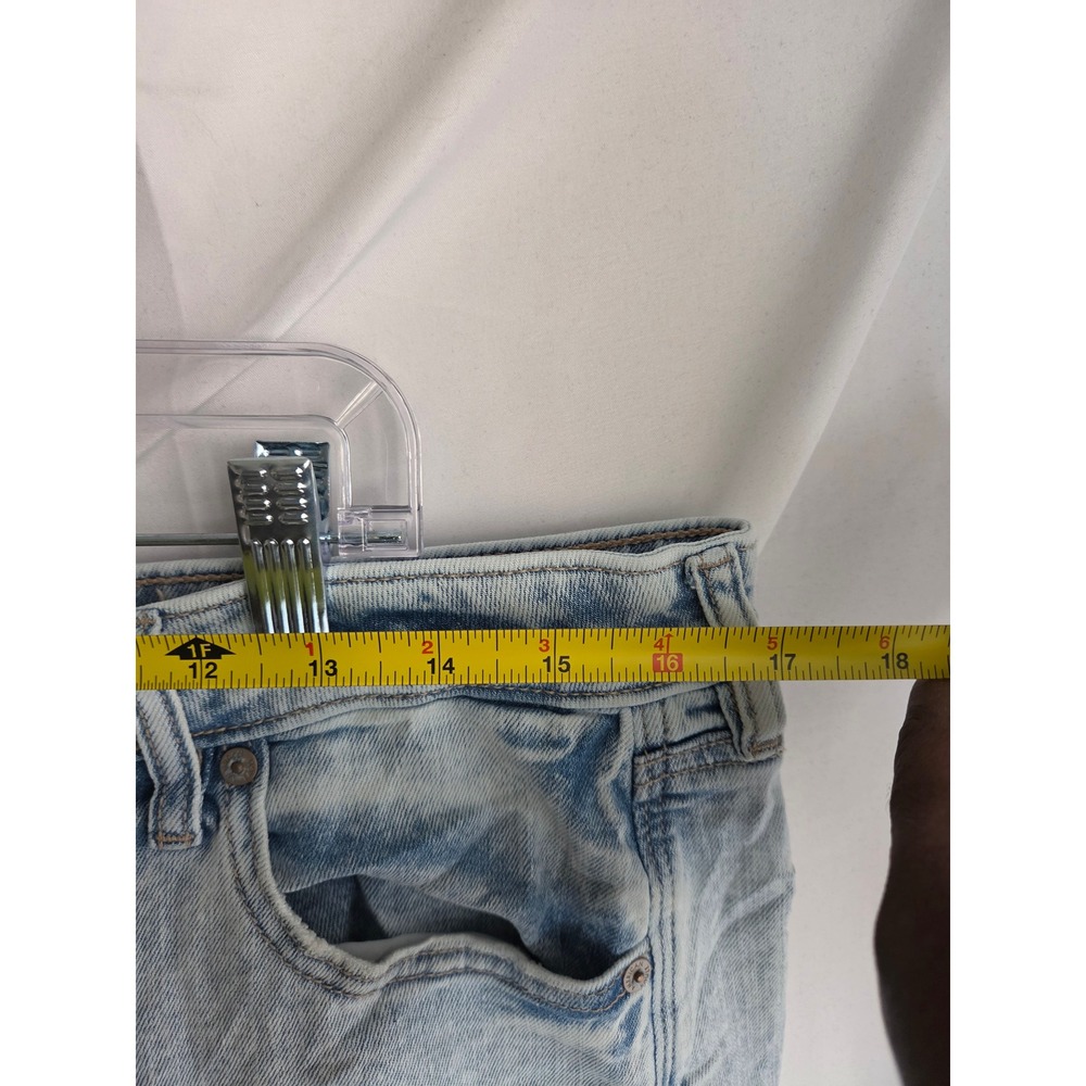 American Eagle Super High Rise Baggy Wide Leg Jeans Light Wash Distressed Blue - Picture 6 of 9